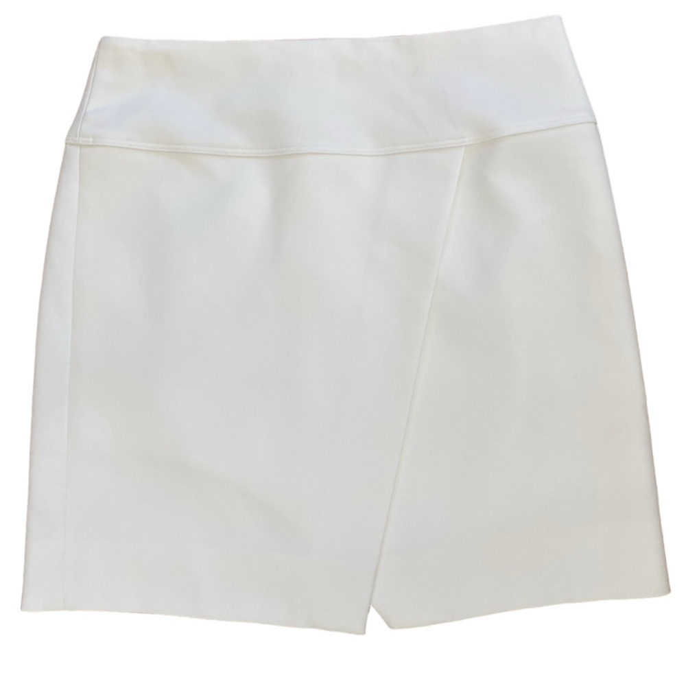 J. Crew Womens White Faux Wrap Skirt Exposed Zipper Size 2
